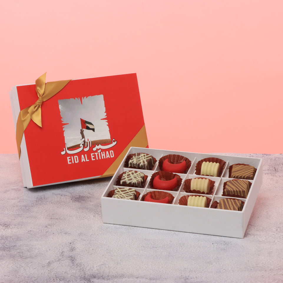 Eid al etihad designed premium chocolate 12p hard box