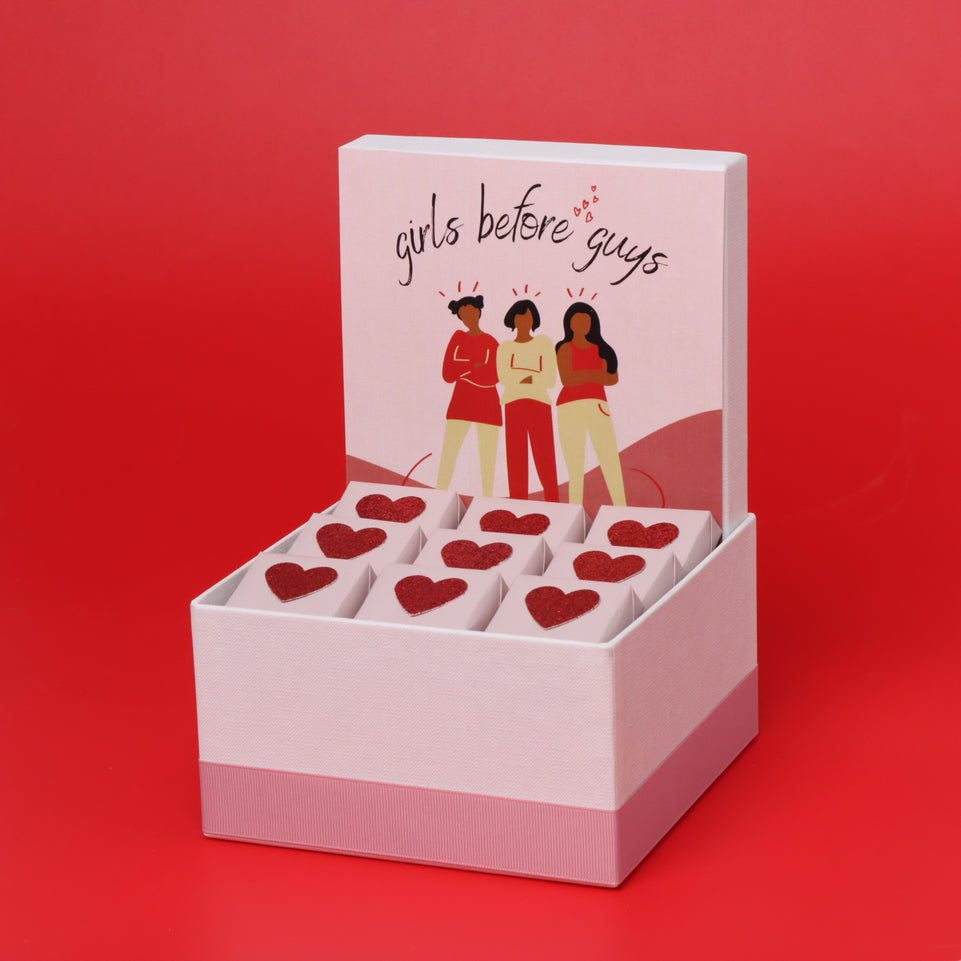 "Girls before guys" valentine chocolate small hamper