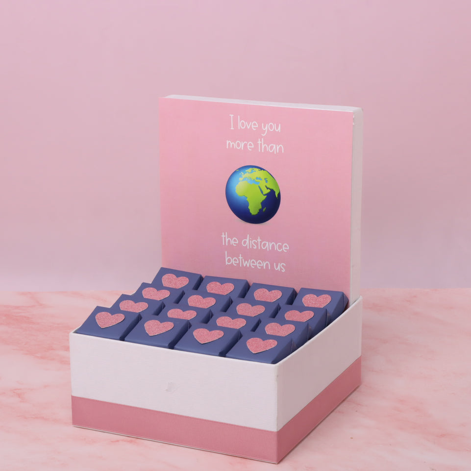 I love you more than the distance between us valentine design chocolate medium hamper