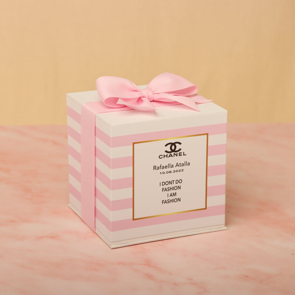 Set of 20 Baby Coco Chanel designed decorated candle hard box