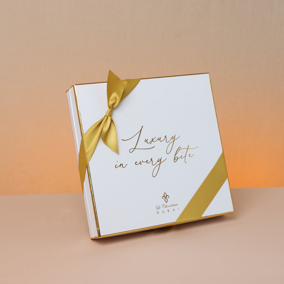 Luxury White & Gold designed chocolate 36p hard box