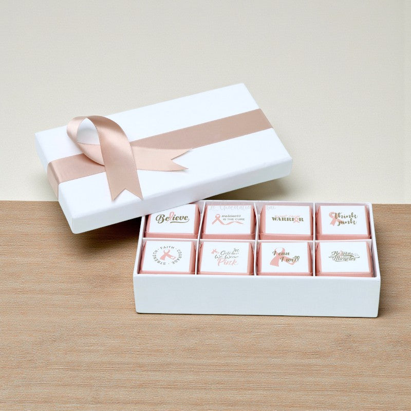 Set of 6 Breast cancer awareness designed premium chocolate 8 piece hard box