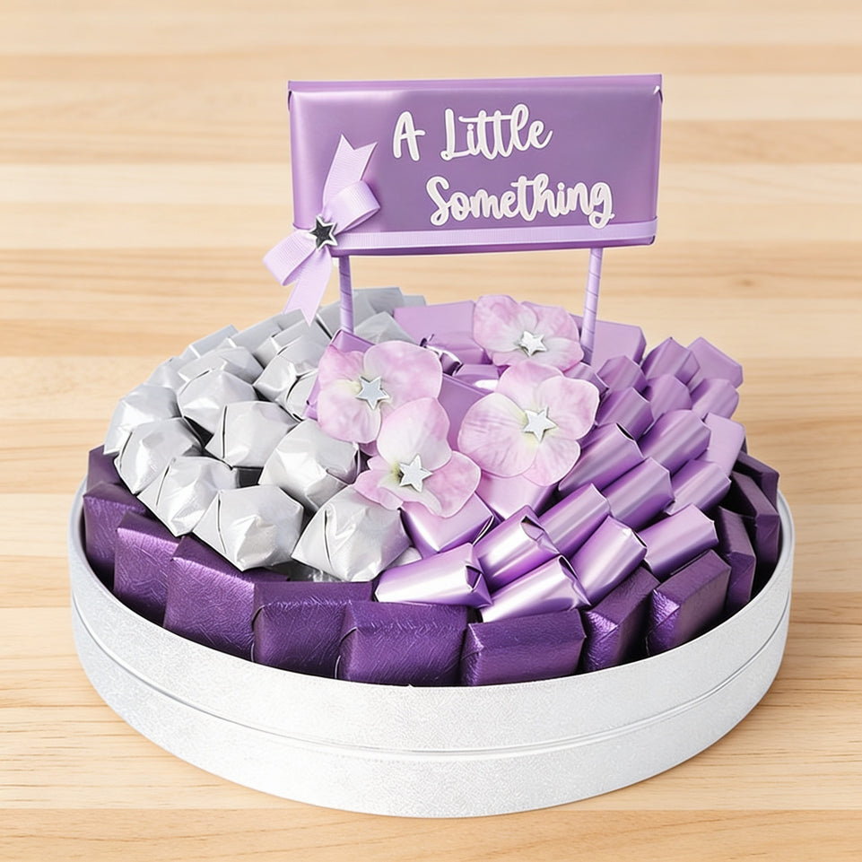 Luxury " a little something " chocolate leather round tray