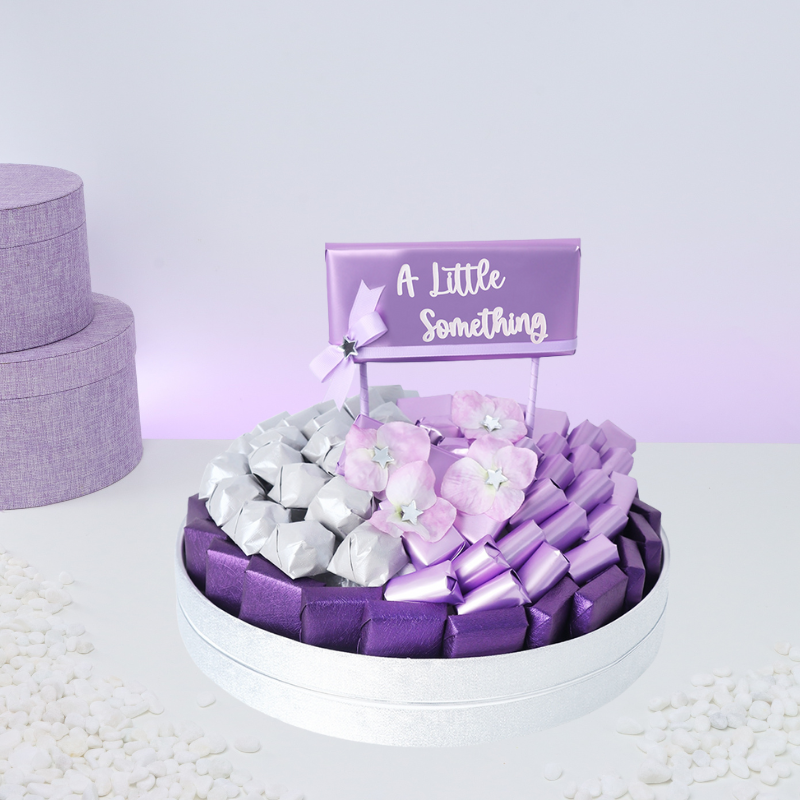 Luxury " a little something " chocolate leather round tray