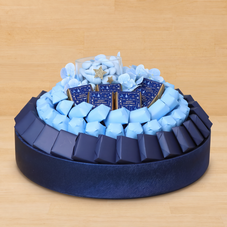 Merry Christmas designed with premium chocolate round leather tray