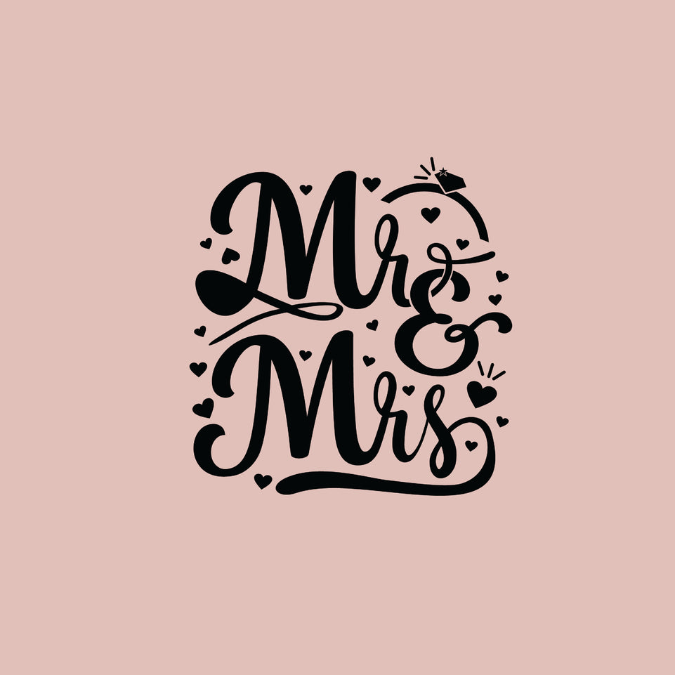 Mr and mrs text with little hearts greeting card