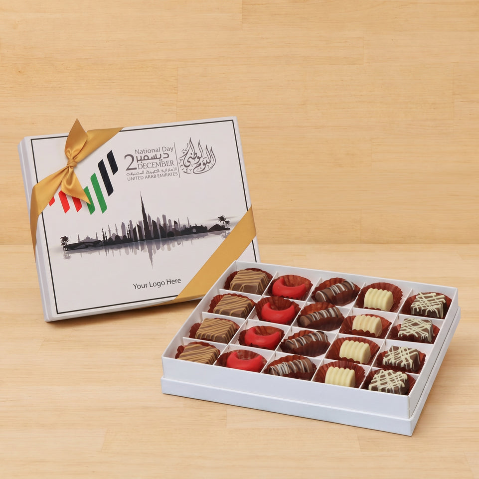 Set of 3 corporate customized UAE national day premium chocolate 20P hard box