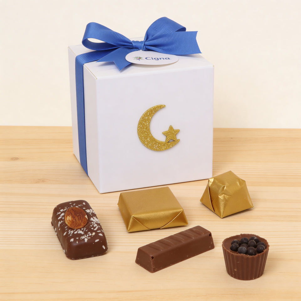 Set of 20 corporate customized ramadan eid designed chocolate & sweets soft cube box