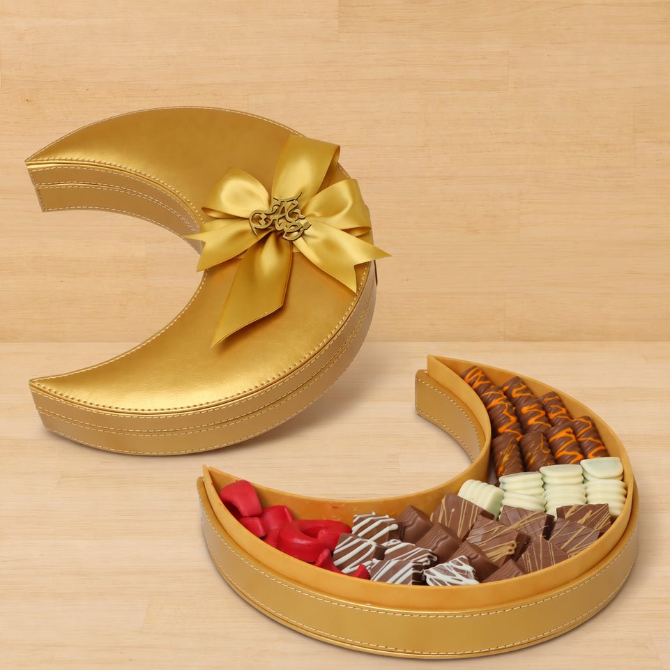 Eid Ramadan chocolate crescent leather box