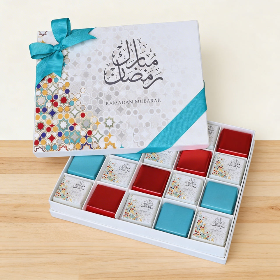 Ramadan mubarak designed chocolate 20-piece hard box