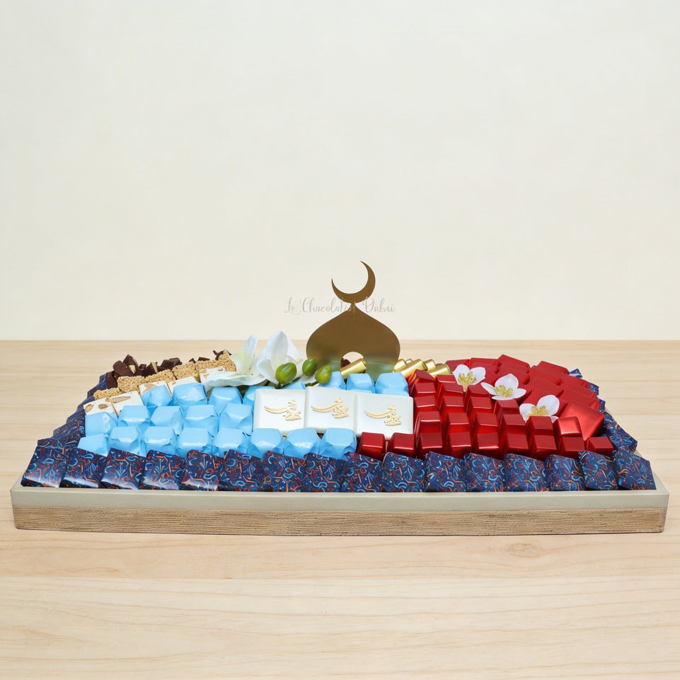 Eid Mubarak decorated chocolate & sweet leather tray