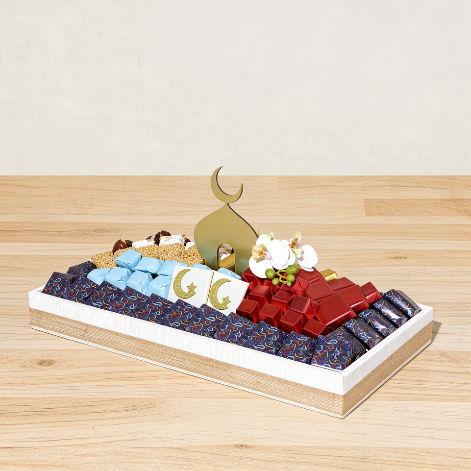 Ramadan Eid decorated chocolate & sweets medium leather tray