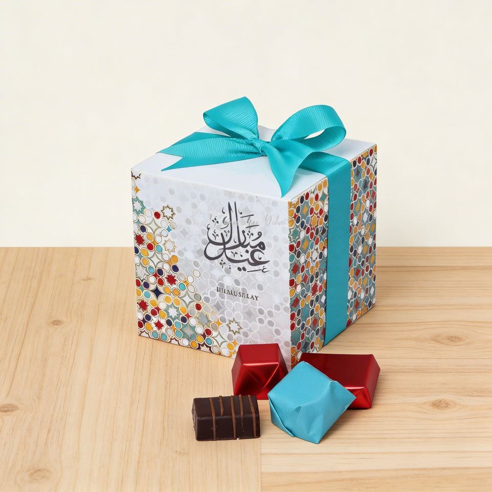Set of 20 Eid mubarak designed chocolate cube soft box