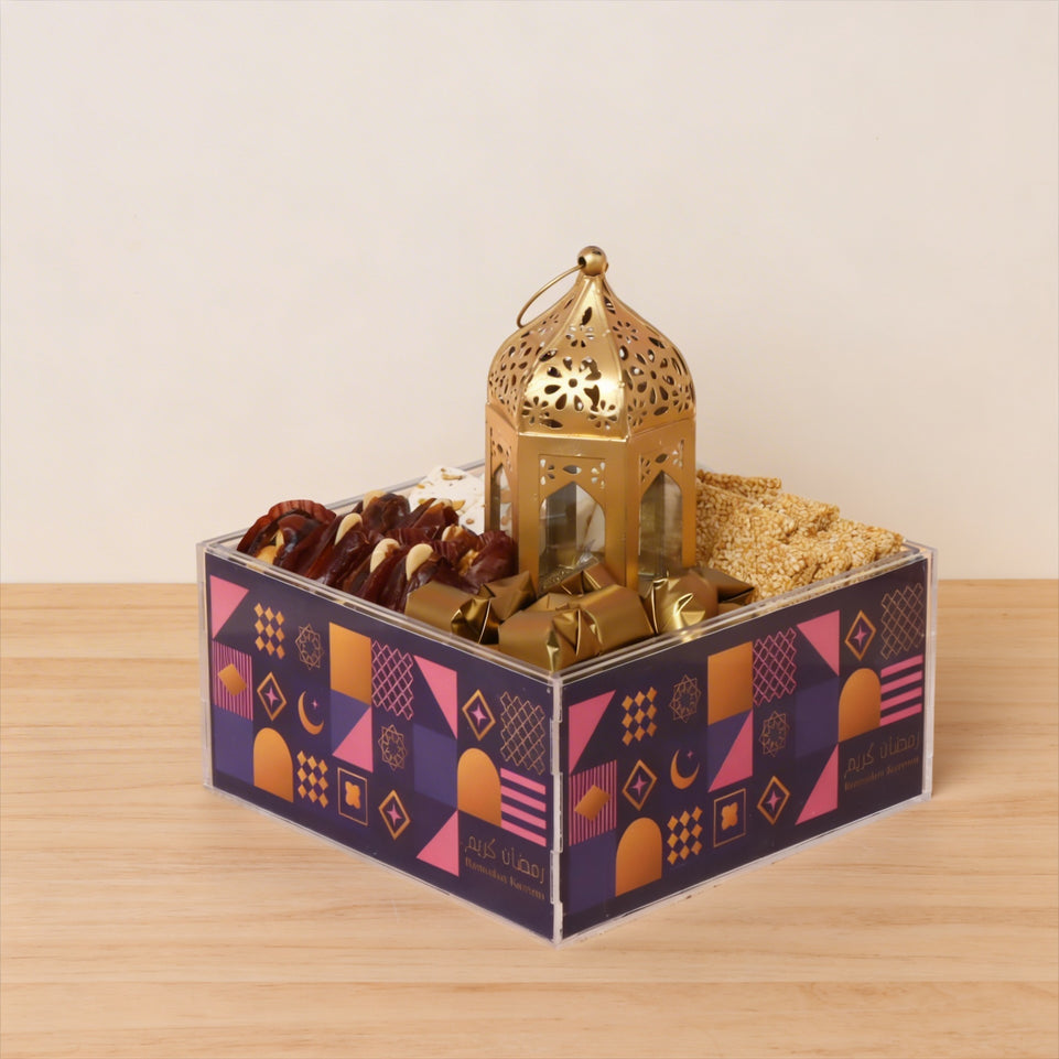 Ramadan Kareem colorful patches designed chocolate and sweet acrylic medium tray