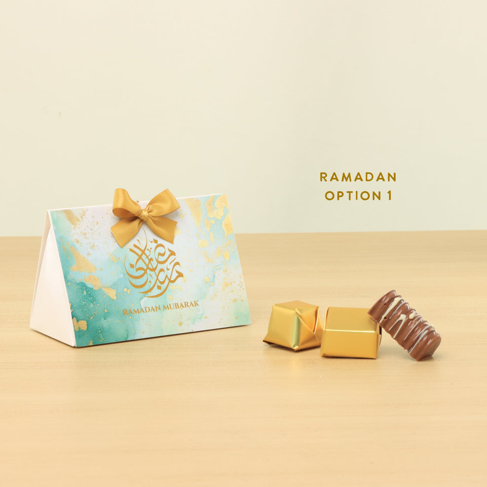 Set of 20 Ramadan Eid Mubarak designed premium chocolate triangle box giveaway