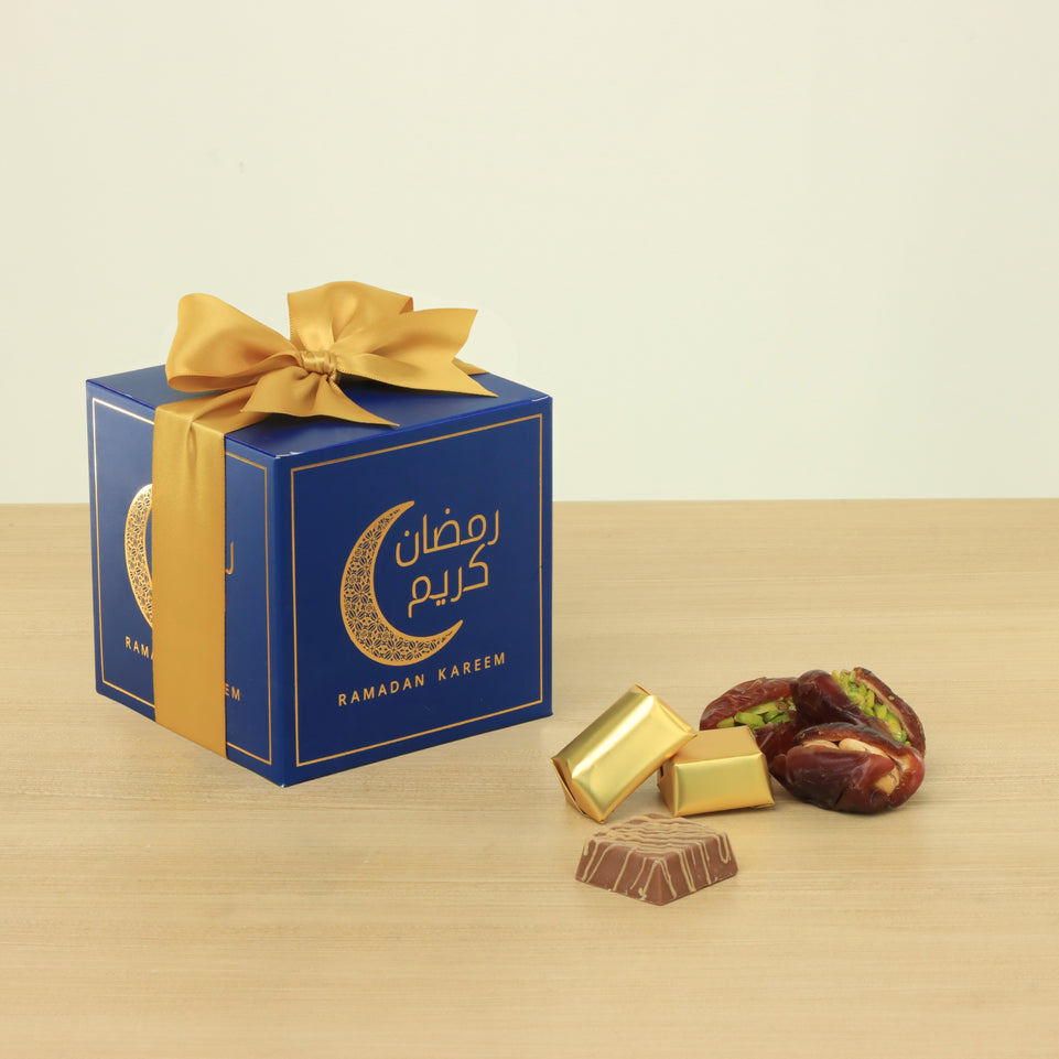 Set of 20 Ramadan Kareem designed premium chocolate & dates printed cube box
