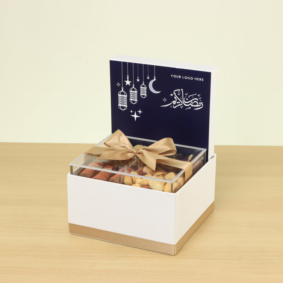 Corporate customized ramadan designed premium chocolate & dates small hamper
