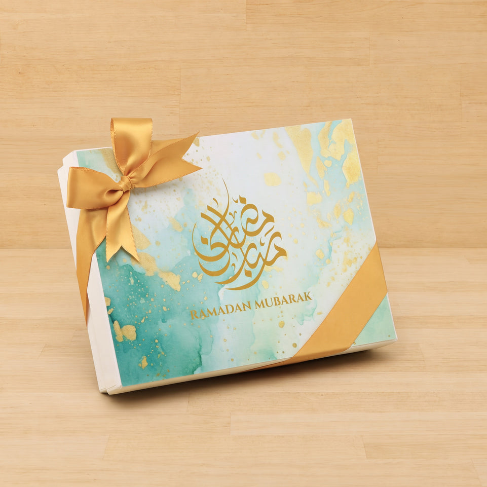 Ramadan Mubarak designed premium nut stuffed dates 12P hard box