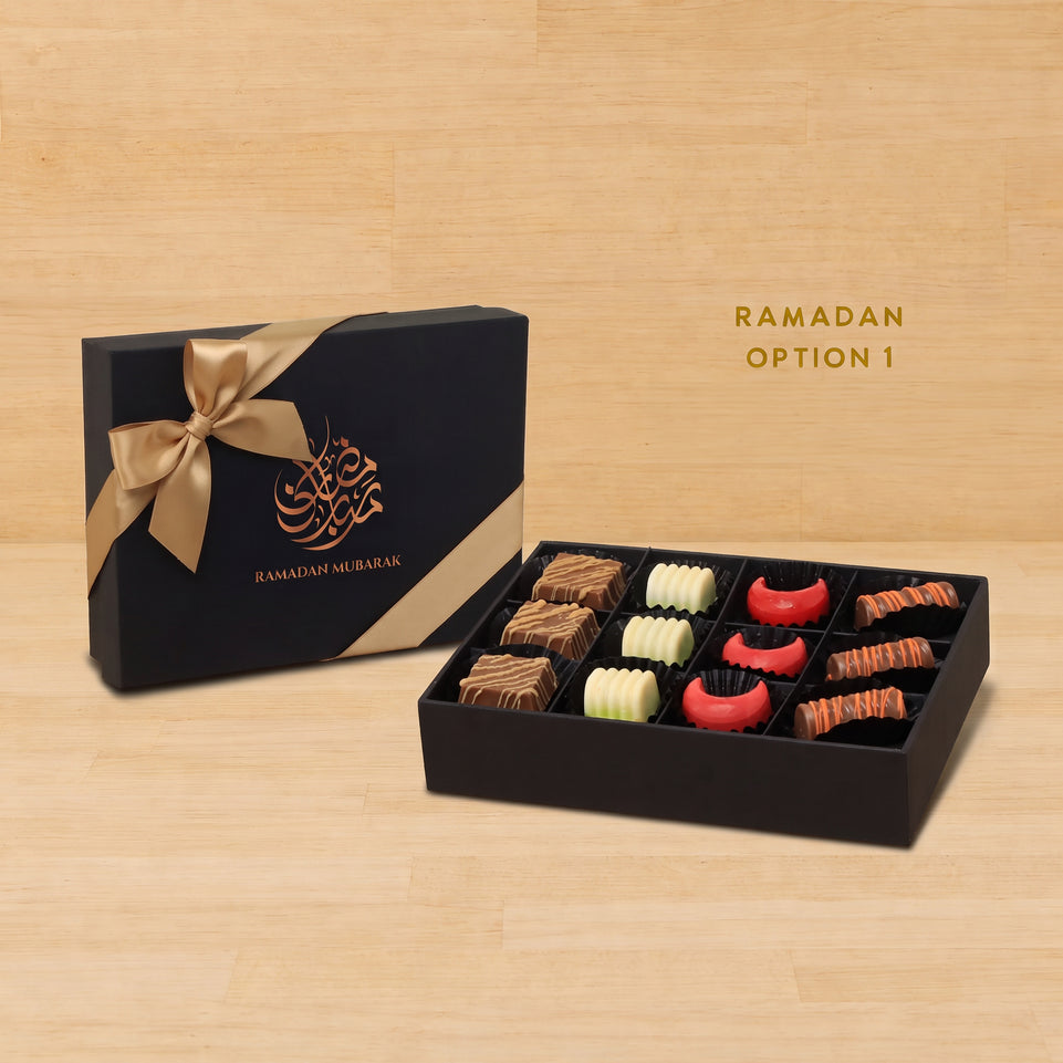 Ramadan Eid Mubarak premium chocolate 12P black hard box