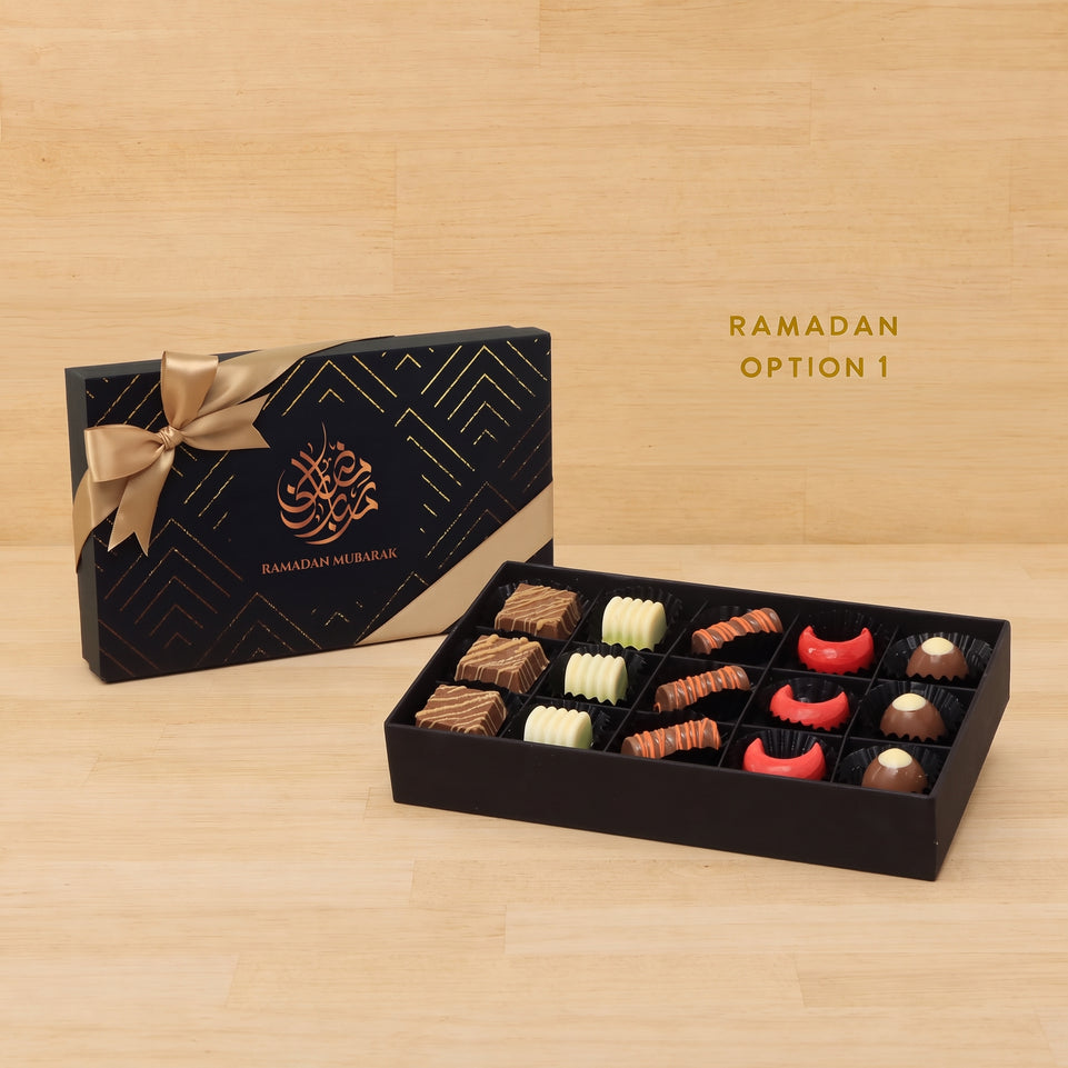 Ramadan Eid Mubarak designed premium chocolate 15P black hard box