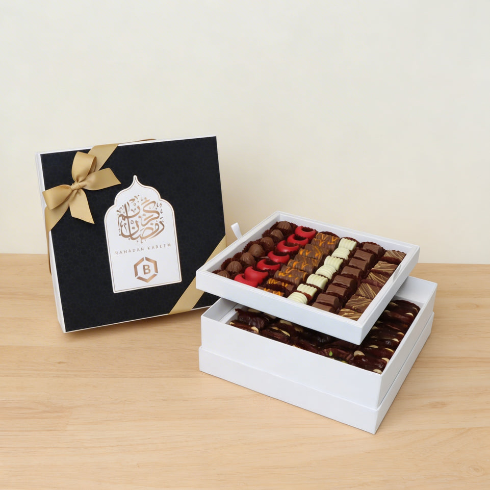 Ramadan customized premium chocolate & dates 2-layer hard box