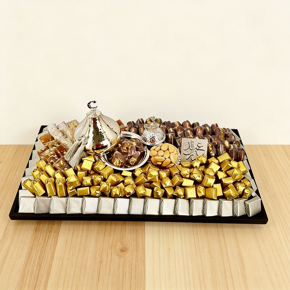 Luxury ramadan chocolate & sweets leather tray
