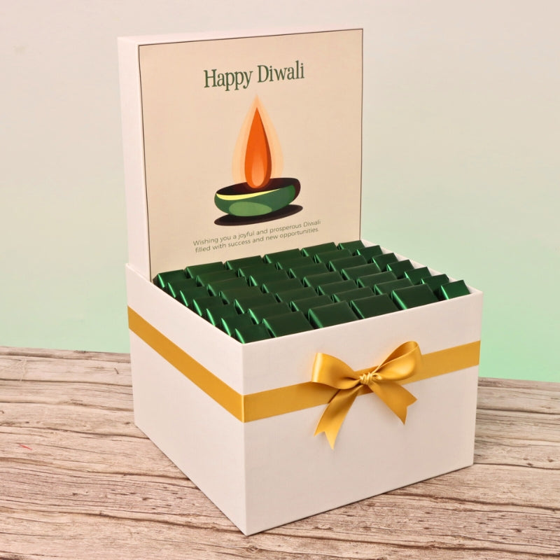 Happy diwali candle green designed premium chocolate large hamper
