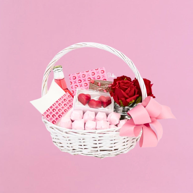 Xoxo valentine's designed chocolate and roses medium basket