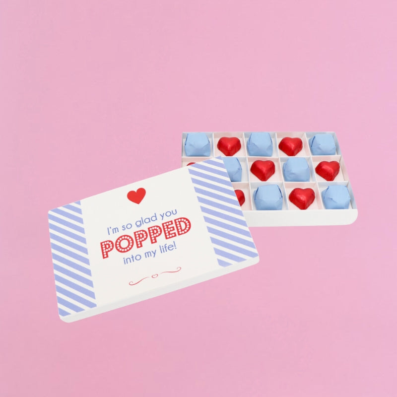 Valentine's "i'm so glad you popped into my life" chocolate hard box