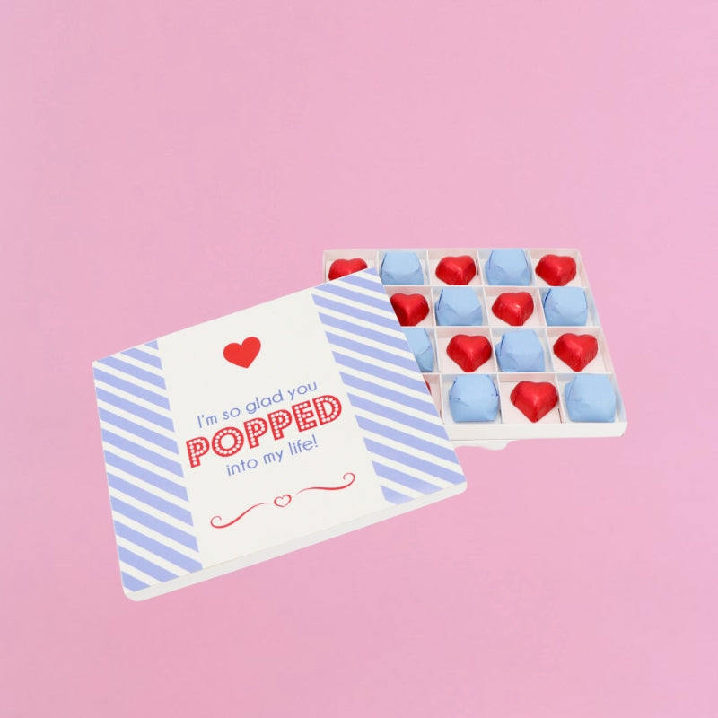 I'm so glad you popped into my life valentines premium chocolate hard box