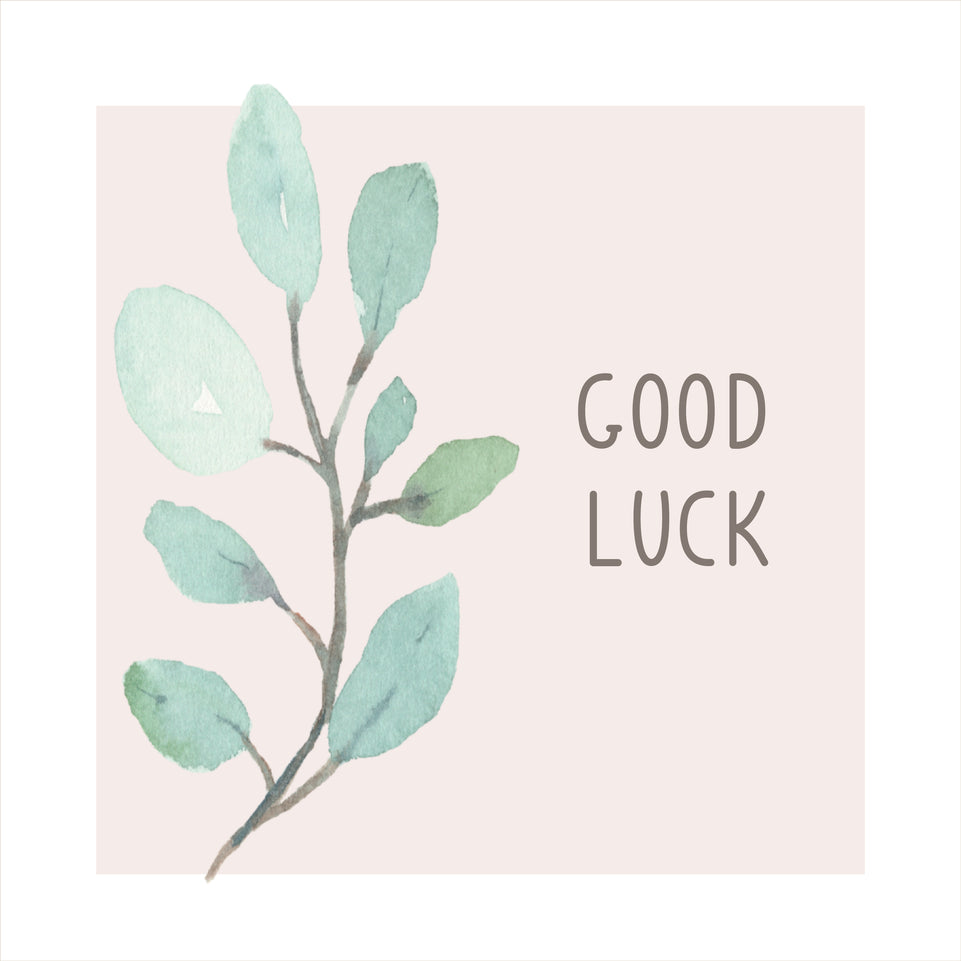 Rustic green branch minimalist good luck greeting card