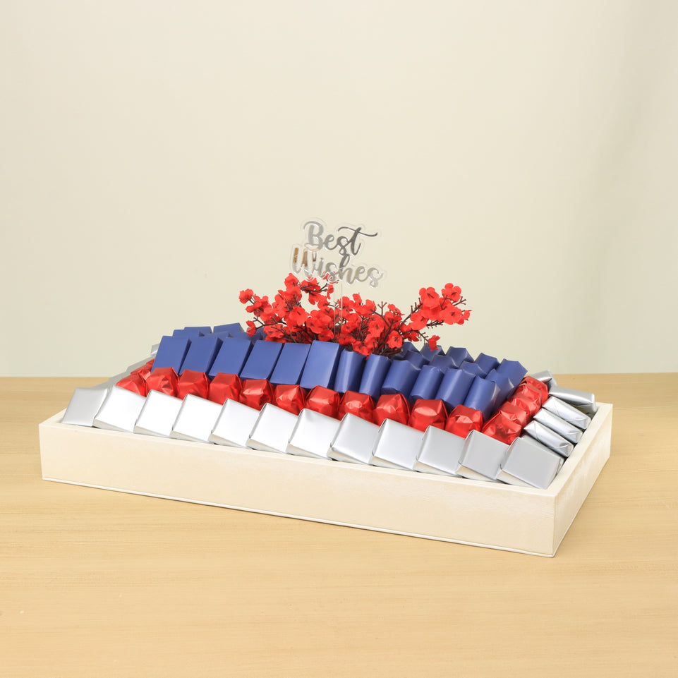 Best wishes orchid decorated chocolate medium leather tray