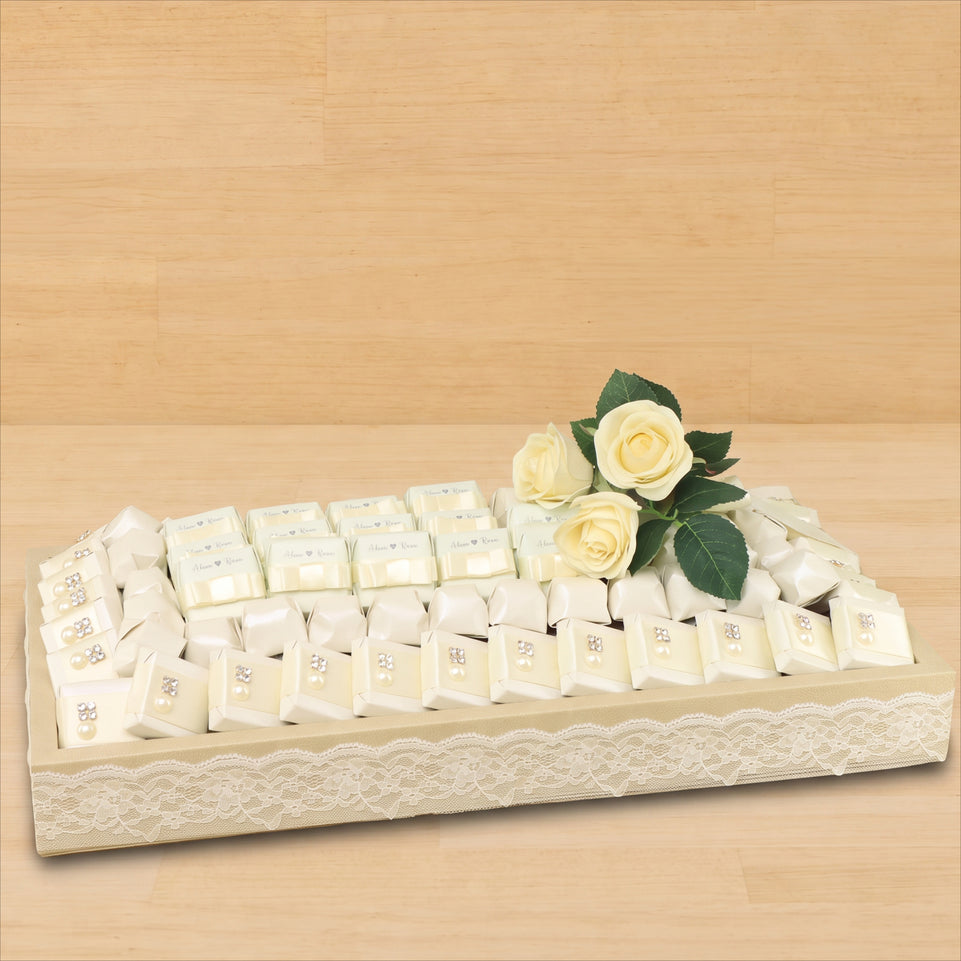 Bridal decorated chocolate leather tray