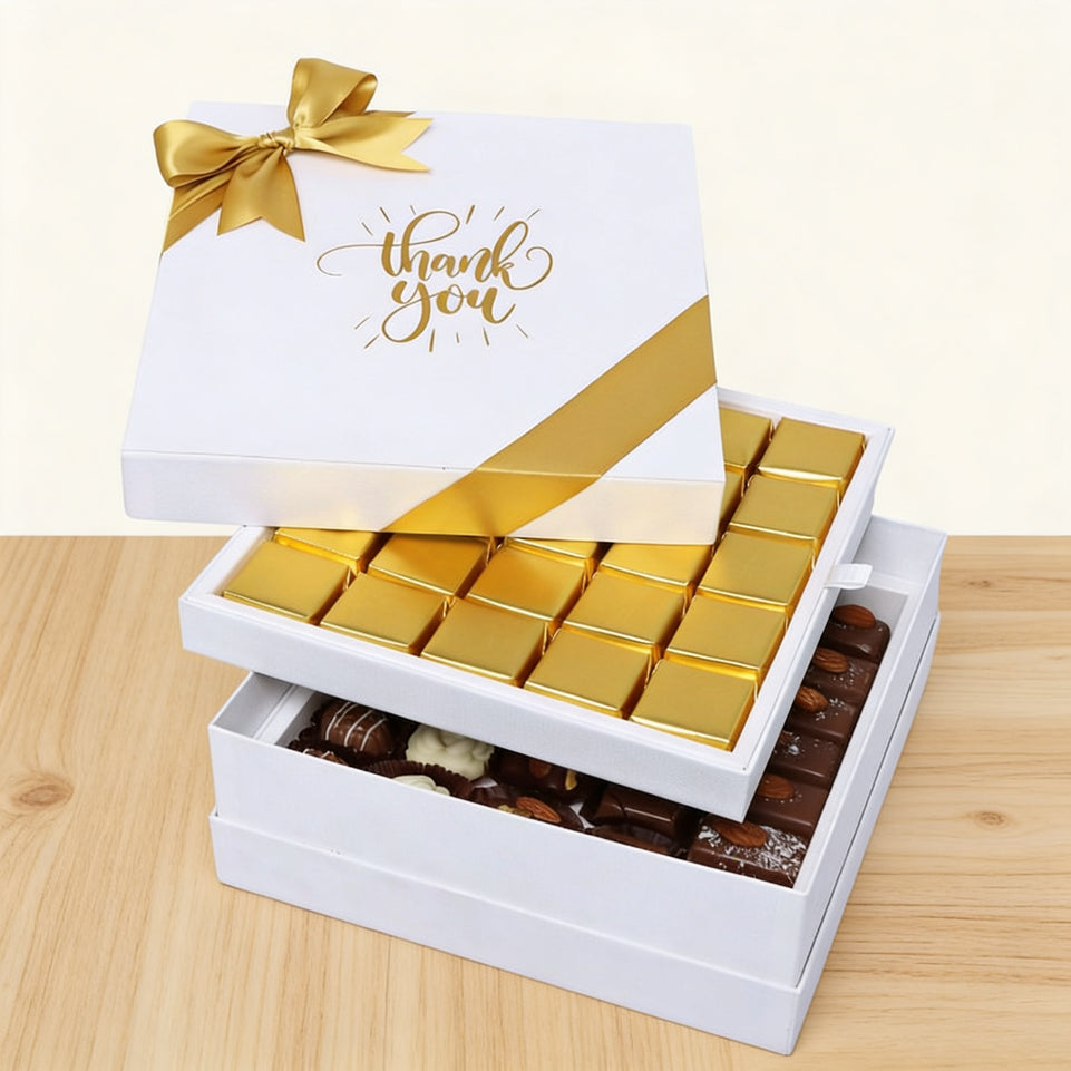 "Thank you" sun streak designed 2-layer premium chocolate hard box
