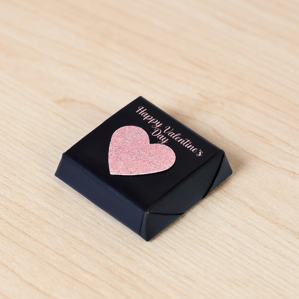 Happy valentine's pink glittery decorated chocolate