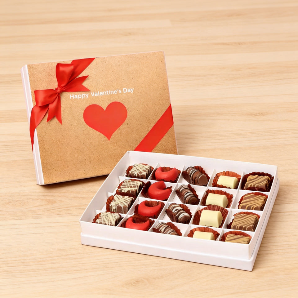 Red heart valentine designed 20P chocolate hard box