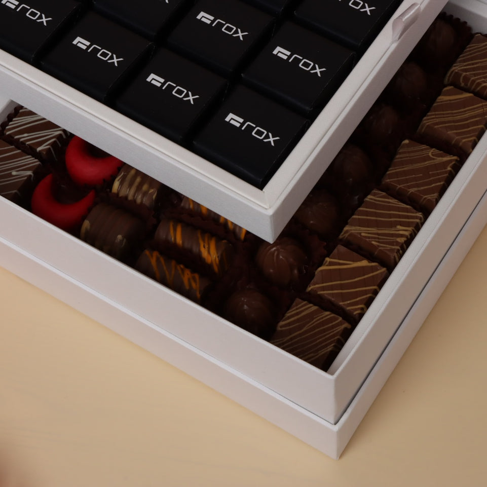 Corporate season's greetings designed premium chocolate 2-layer hard box