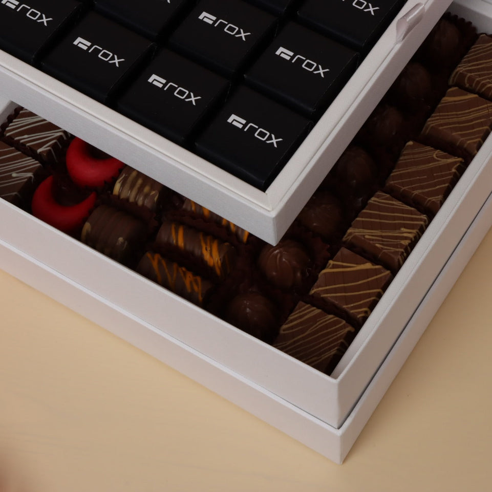 Corporate season's greetings designed premium chocolate 2-layer hard box