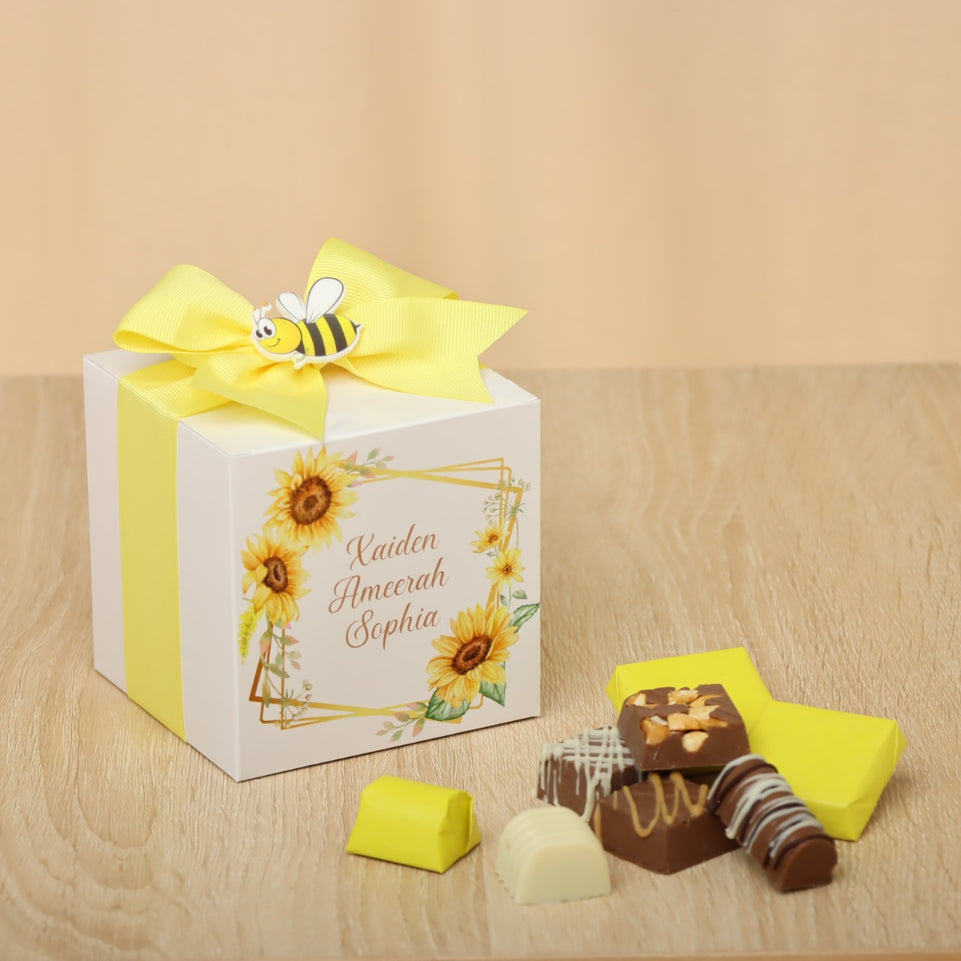 Set of 20 boxes sun flower design personalized chocolate soft box