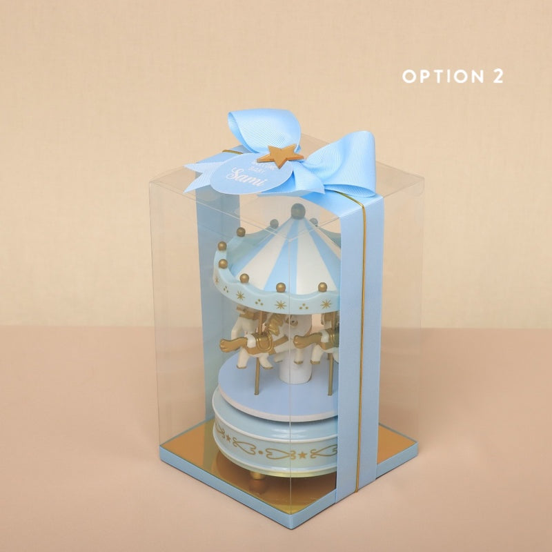 Set of 20 Baby boy personalized carousel designed music carousel box