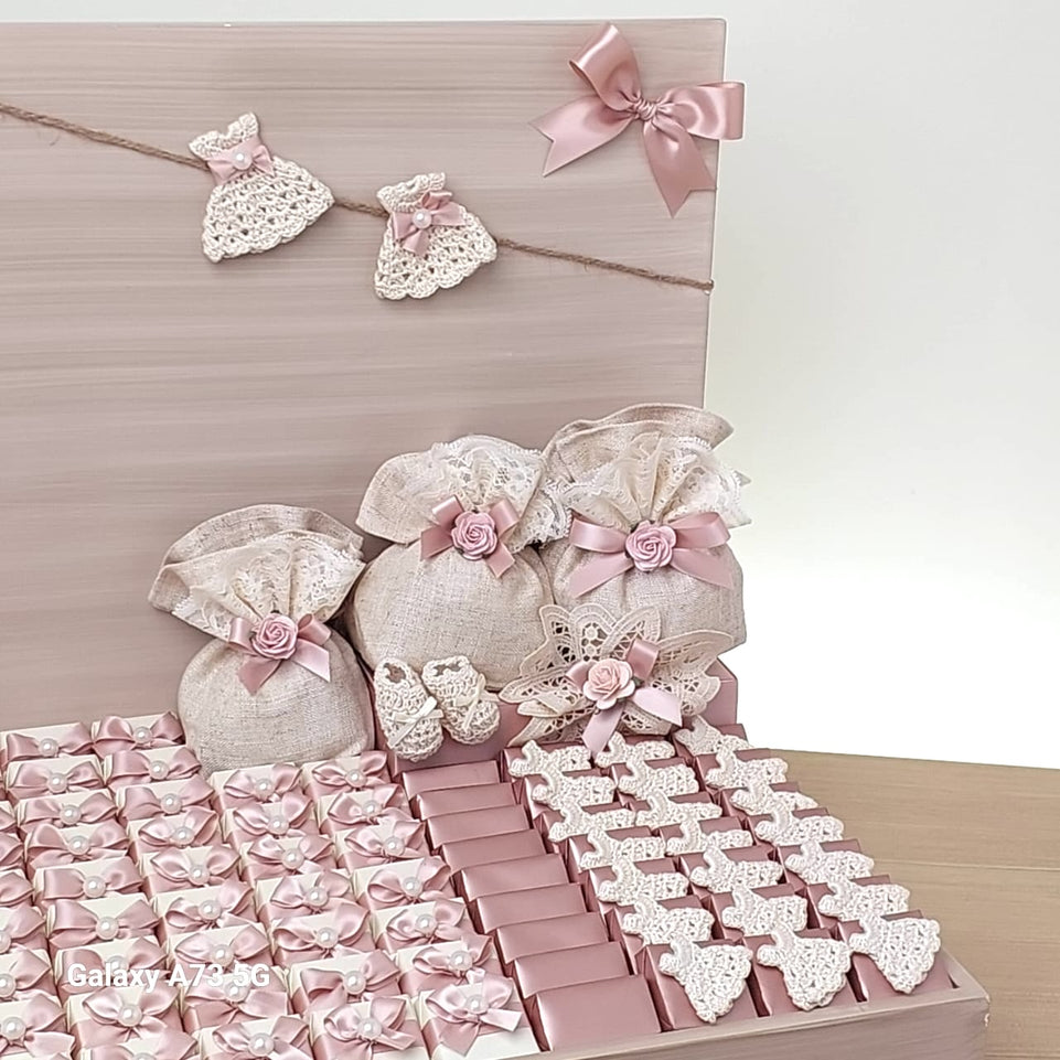 Baby rustic decorated chocolate leather tray