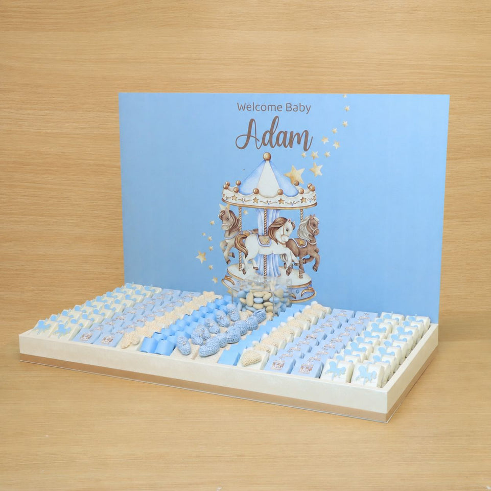 Baby boy personalized carousel theme premium chocolate large leather tray