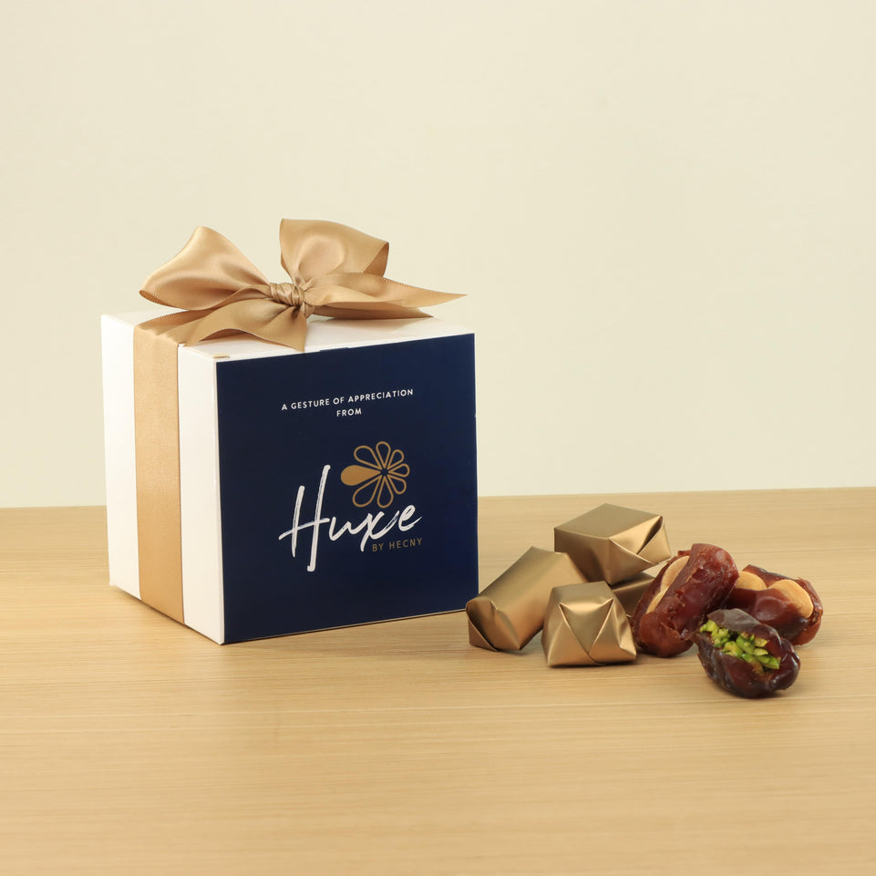 Set of 20 Corporate customized premium chocolate and dates in soft box giveaways