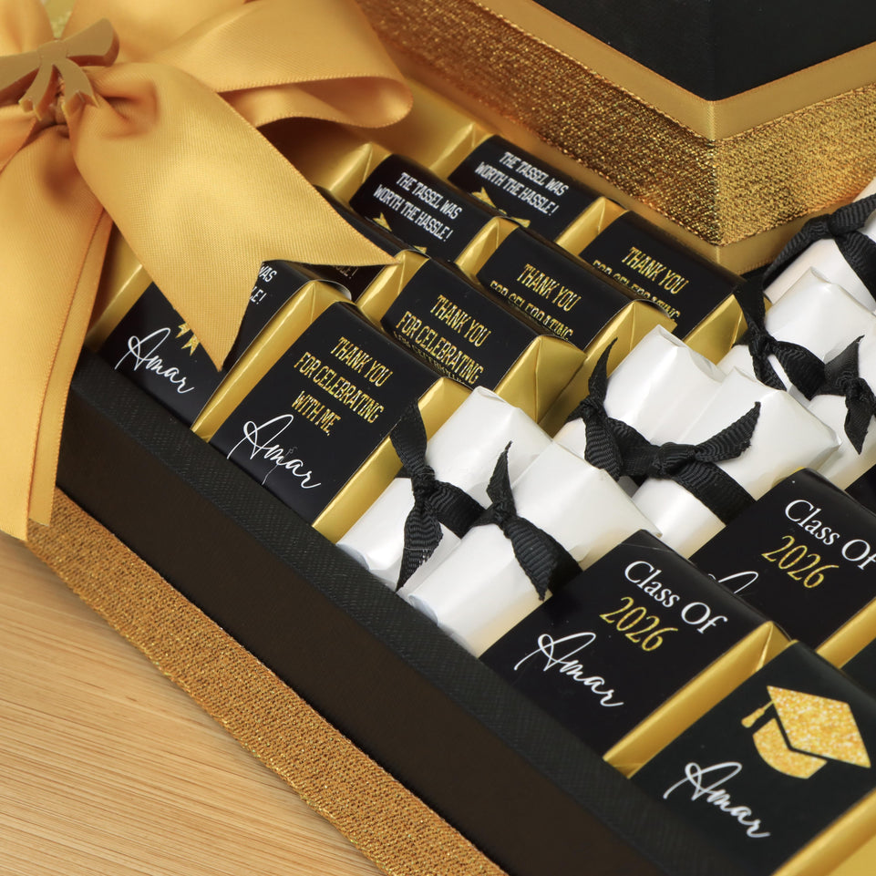 Graduation personalized decorated chocolate large leather tray