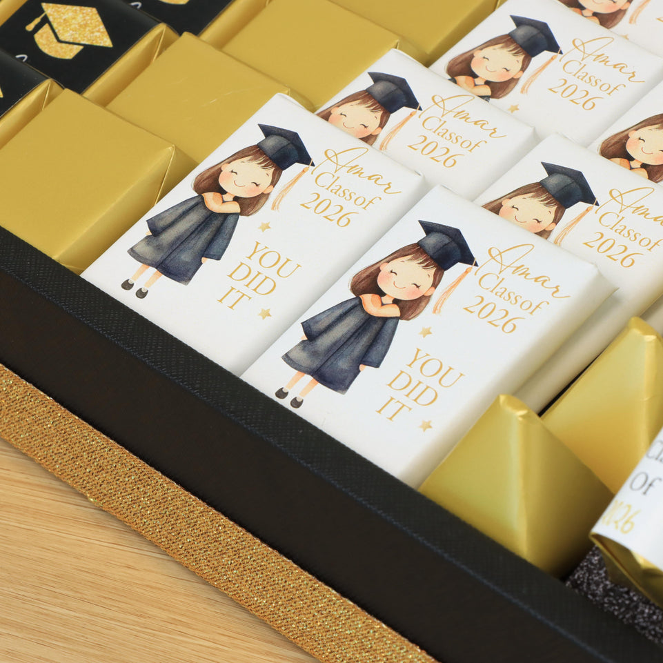 Graduation personalized decorated chocolate large leather tray