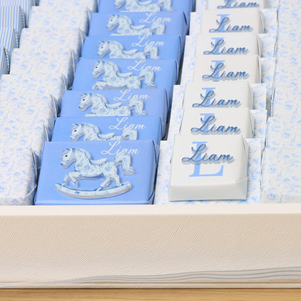 Baby boy safari blue theme with acrylic backdrop premium chocolate large leather tray