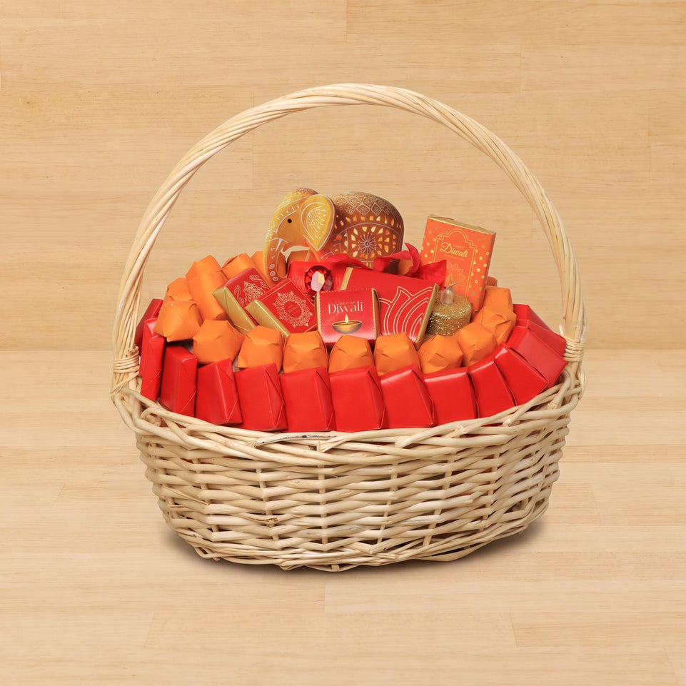 Happy Diwali with elephant acrylic customized premium chocolate medium basket