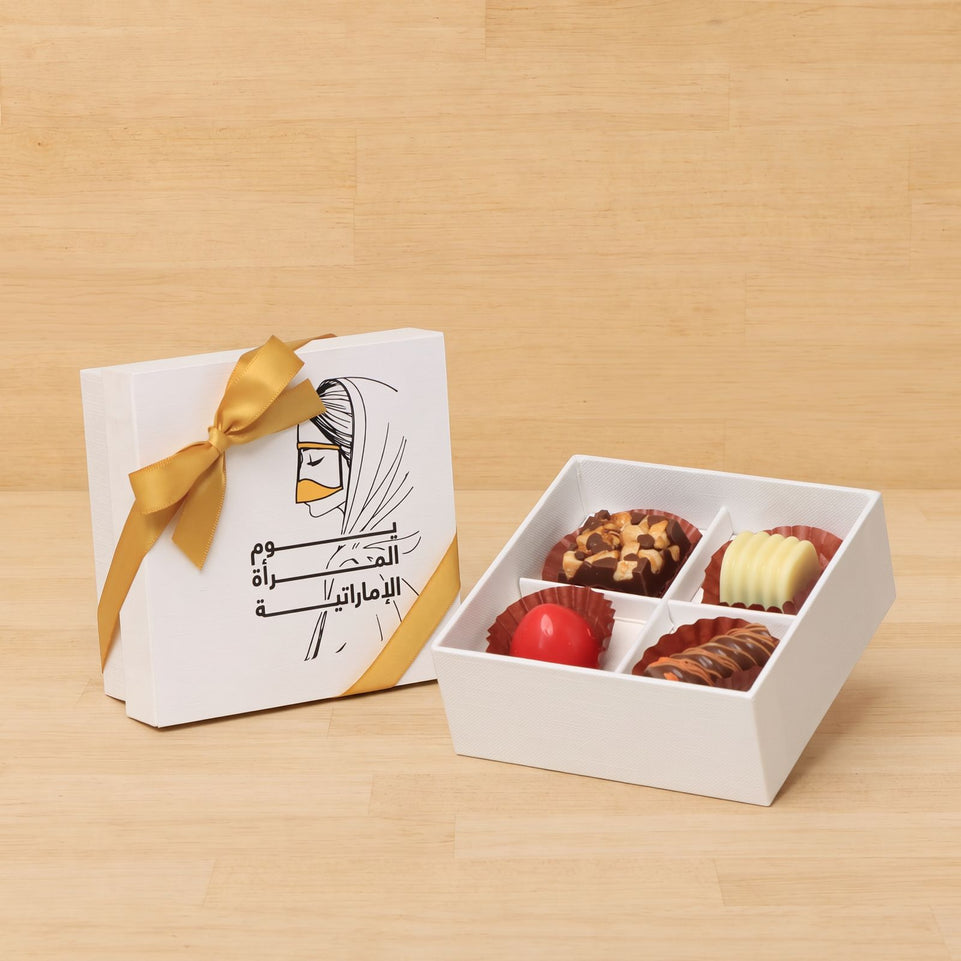 Set of 15 Customized Emirati women's designed premium chocolate 4 piece hard box