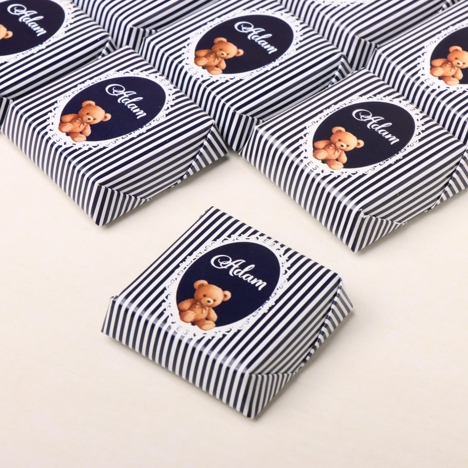 Personalized Baby Boy Teddy stripes Design Premium Loose Chocolates