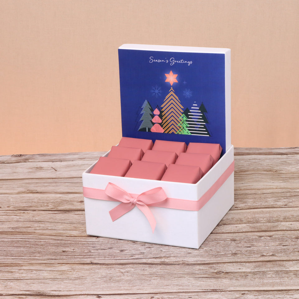 Season's greeting christmas tree designed premium chocolate small hamper